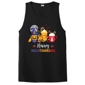 Halloween Happy Hallothanksmas Coffee Latte Thanksgiving PosiCharge Competitor Tank