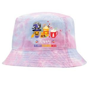 Halloween Happy Hallothanksmas Coffee Latte Thanksgiving Tie-Dyed Bucket Hat