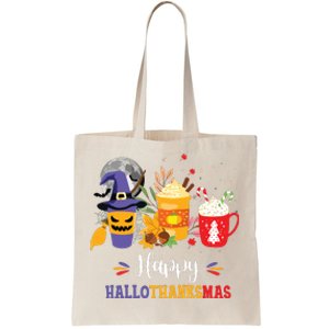 Halloween Happy Hallothanksmas Coffee Latte Thanksgiving Tote Bag