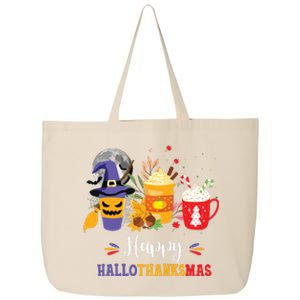 Halloween Happy Hallothanksmas Coffee Latte Thanksgiving 25L Jumbo Tote