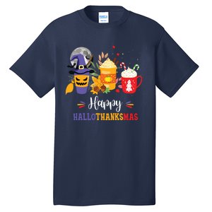 Halloween Happy Hallothanksmas Coffee Latte Thanksgiving Tall T-Shirt