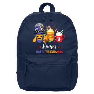 Halloween Happy Hallothanksmas Coffee Latte Thanksgiving 16 in Basic Backpack