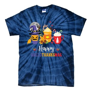 Halloween Happy Hallothanksmas Coffee Latte Thanksgiving Tie-Dye T-Shirt