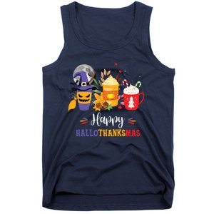 Halloween Happy Hallothanksmas Coffee Latte Thanksgiving Tank Top