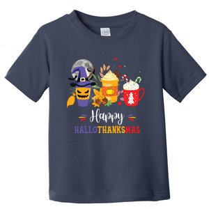 Halloween Happy Hallothanksmas Coffee Latte Thanksgiving Toddler T-Shirt