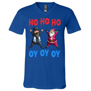 Ho Ho Ho Oy Oy Oy Funny Christmas Santa Hanukkah Jew Feast Cute Gift V-Neck T-Shirt