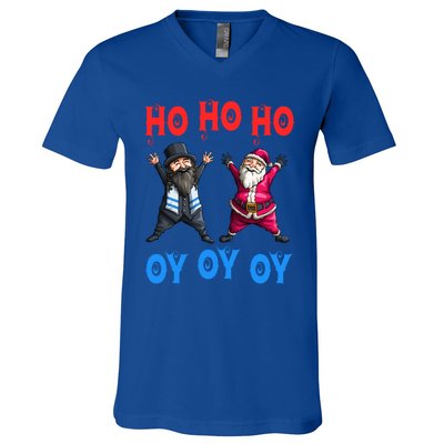 Ho Ho Ho Oy Oy Oy Funny Christmas Santa Hanukkah Jew Feast Cute Gift V-Neck T-Shirt