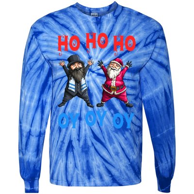 Ho Ho Ho Oy Oy Oy Funny Christmas Santa Hanukkah Jew Feast Cute Gift Tie-Dye Long Sleeve Shirt