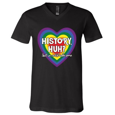 Heart History Huh Red White And Blue V-Neck T-Shirt