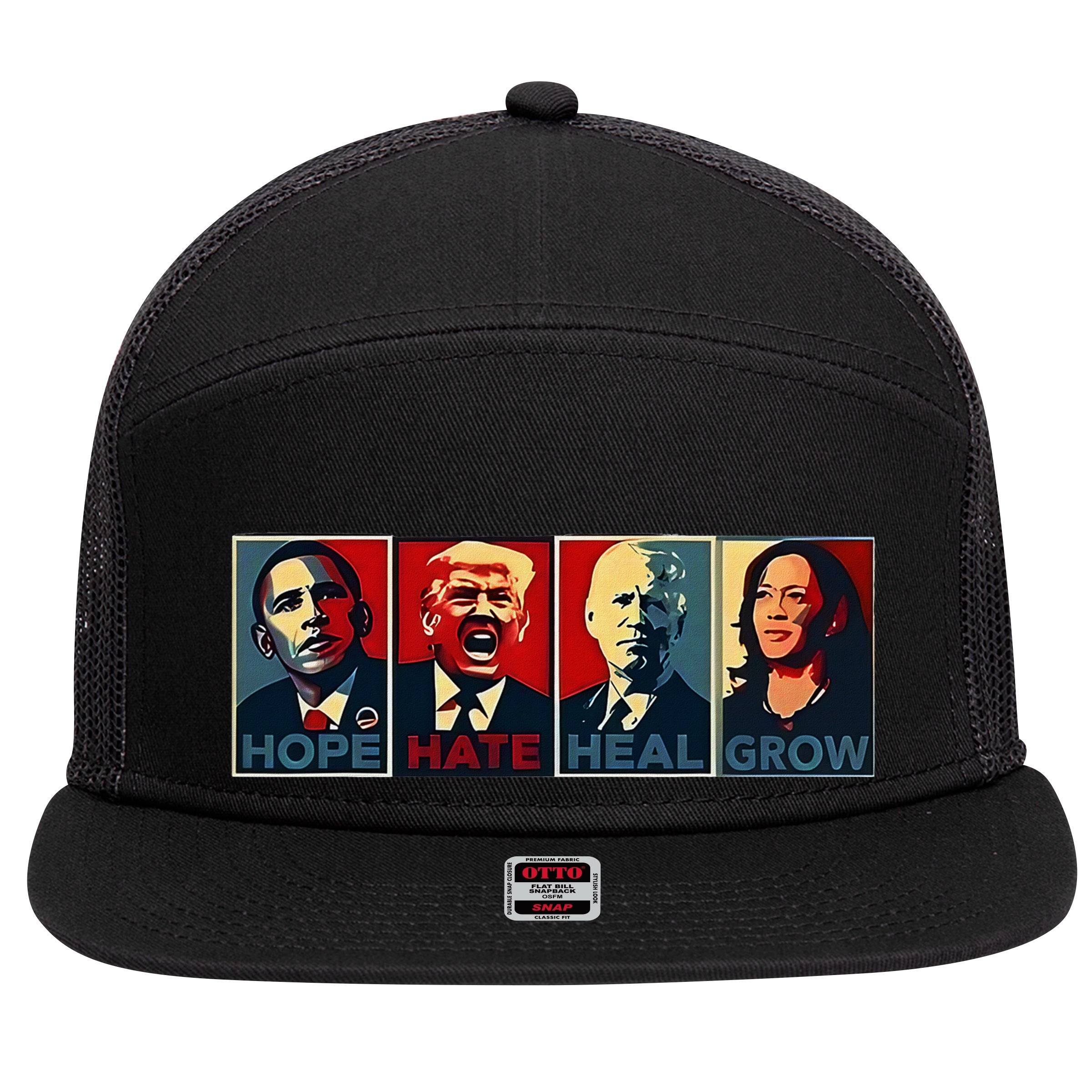 Hope Hate Heal Grow 7 Panel Mesh Trucker Snapback Hat