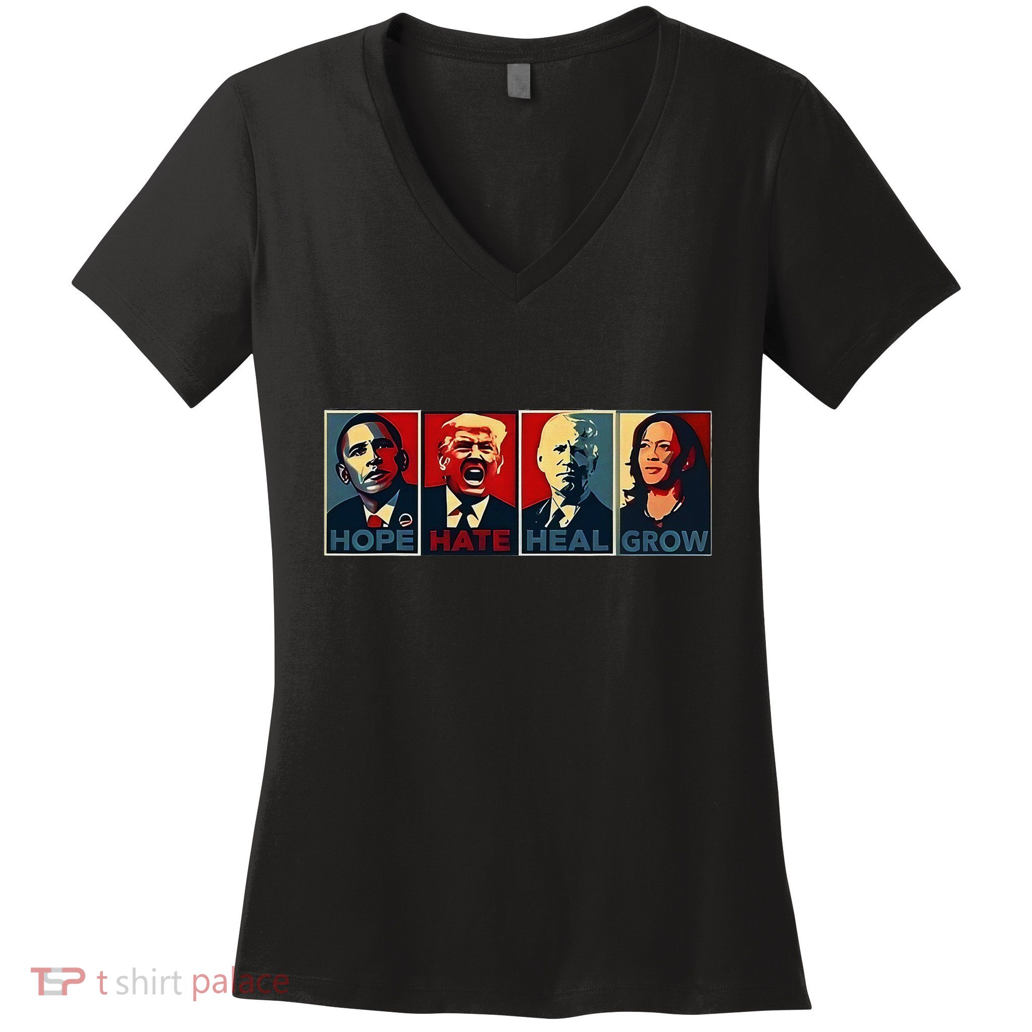 Hope Hate Heal Grow Women's V-Neck T-Shirt