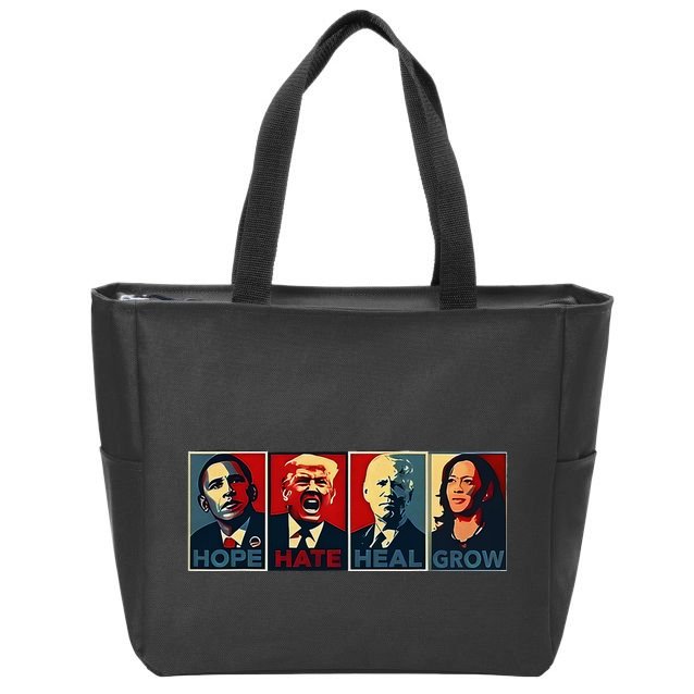 Hope Hate Heal Grow Zip Tote Bag
