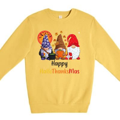 Happy Hallothanksmas Holiday Gnomes Premium Crewneck Sweatshirt