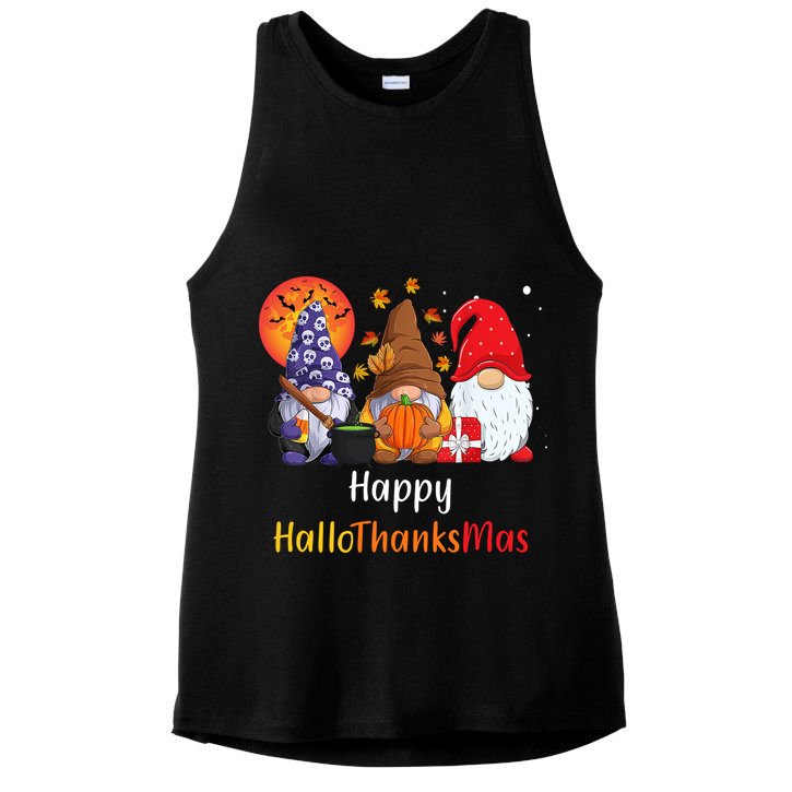 Happy Hallothanksmas Holiday Gnomes Ladies PosiCharge Tri-Blend Wicking Tank