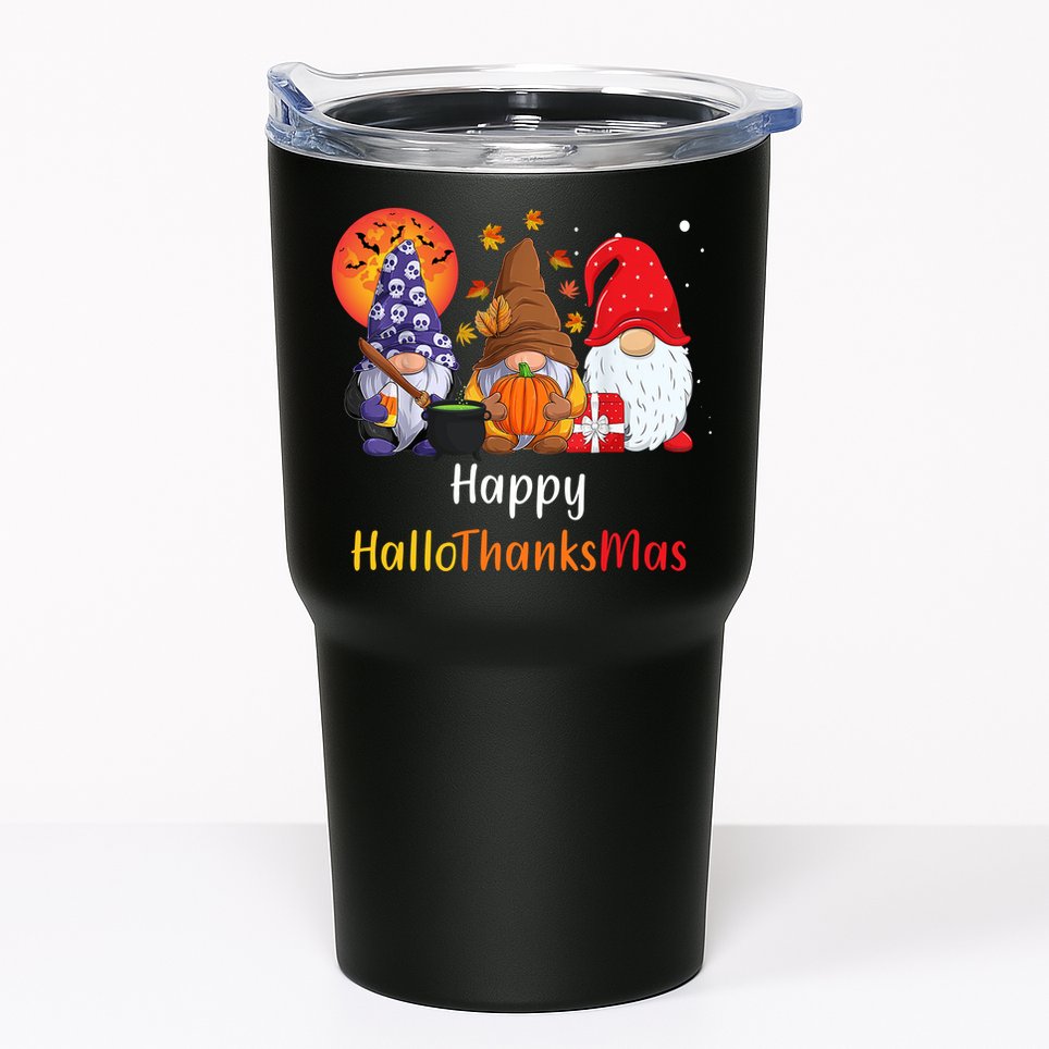 Happy Hallothanksmas Holiday Gnomes Tumbler