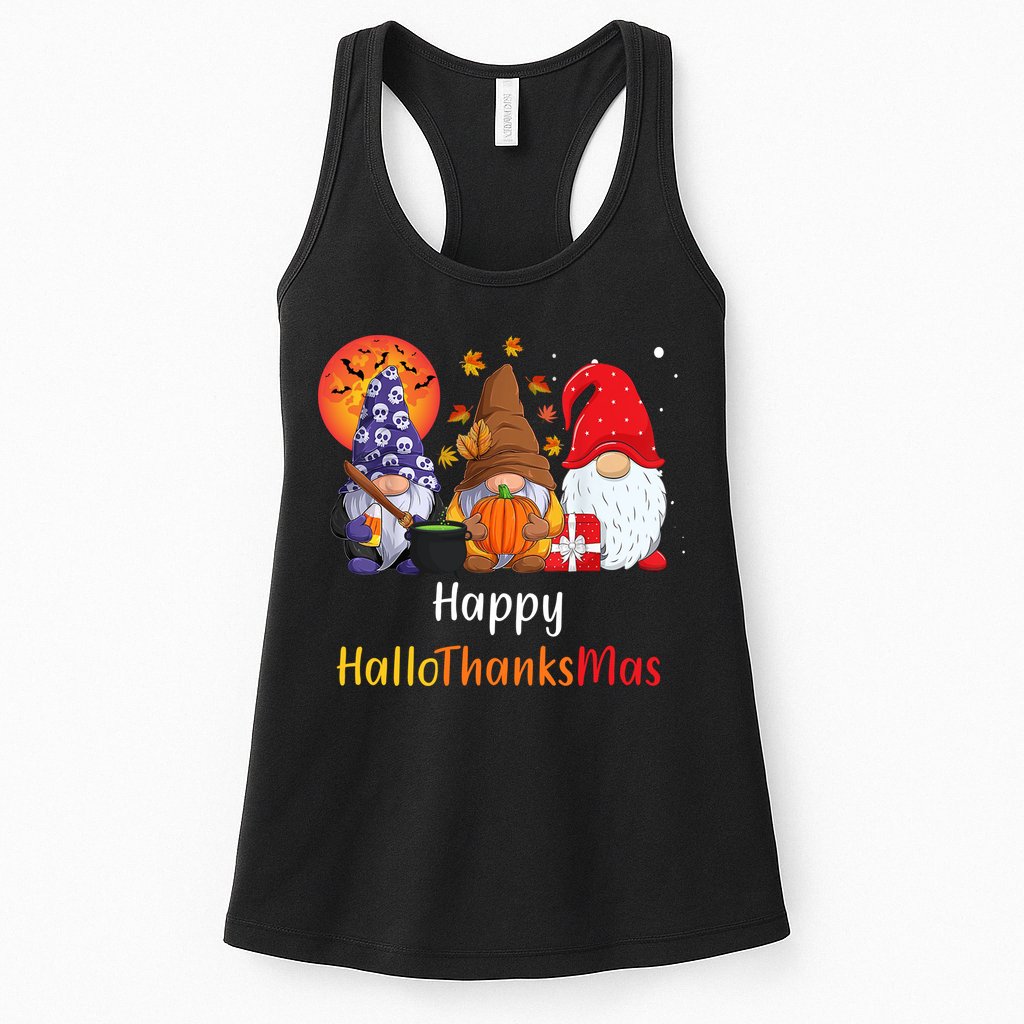 Happy Hallothanksmas Holiday Gnomes Womens Tank Top