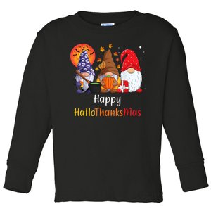 Happy Hallothanksmas Holiday Gnomes Toddler Long Sleeve Shirt