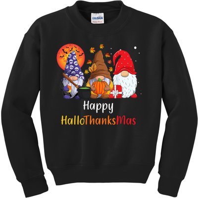 Happy Hallothanksmas Holiday Gnomes Kids Sweatshirt