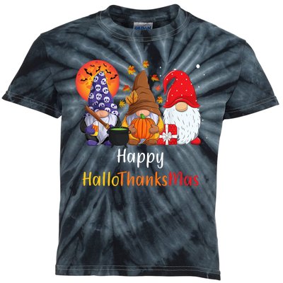 Happy Hallothanksmas Holiday Gnomes Kids Tie-Dye T-Shirt