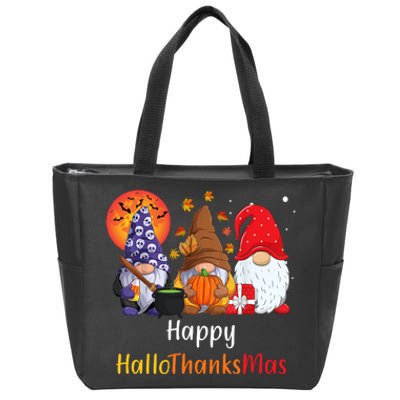 Happy Hallothanksmas Holiday Gnomes Zip Tote Bag