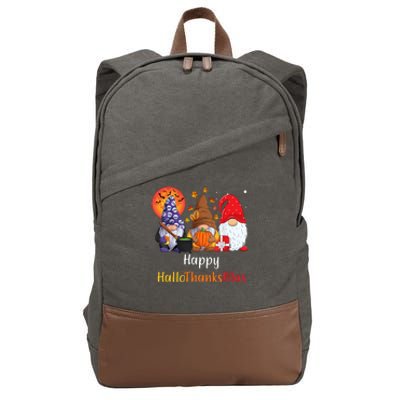 Happy Hallothanksmas Holiday Gnomes Cotton Canvas Backpack