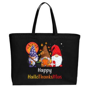 Happy Hallothanksmas Holiday Gnomes Cotton Canvas Jumbo Tote