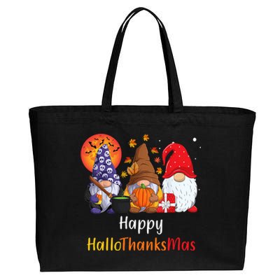 Happy Hallothanksmas Holiday Gnomes Cotton Canvas Jumbo Tote