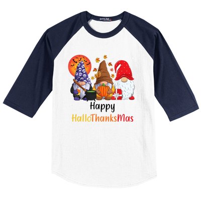 Happy Hallothanksmas Holiday Gnomes Baseball Sleeve Shirt