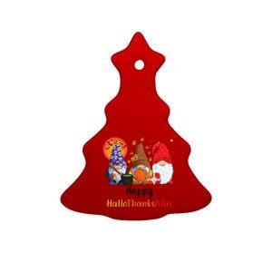 Happy Hallothanksmas Holiday Gnomes Ceramic Tree Ornament