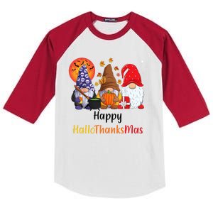 Happy Hallothanksmas Holiday Gnomes Kids Colorblock Raglan Jersey