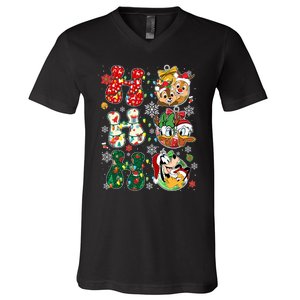 Ho Ho Ho Friends Christmas Lilo Goofy Pluto Donald Daisy V-Neck T-Shirt