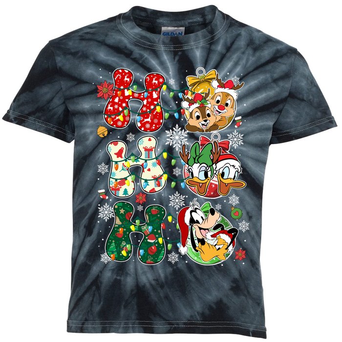 Ho Ho Ho Friends Christmas Lilo Goofy Pluto Donald Daisy Kids Tie-Dye T-Shirt