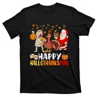 Happy Hallothanksmas Halloween Thanksgiving Christmas Day Funny Gift T-Shirt