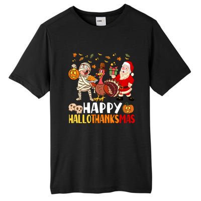 Happy Hallothanksmas Halloween Thanksgiving Christmas Day Funny Gift Tall Fusion ChromaSoft Performance T-Shirt