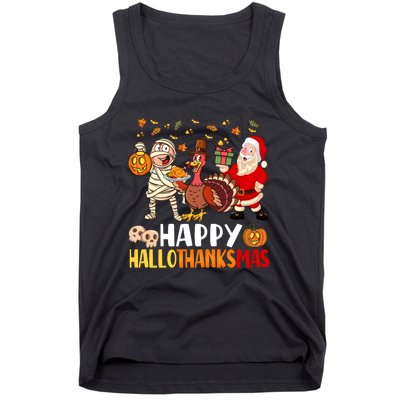 Happy Hallothanksmas Halloween Thanksgiving Christmas Day Funny Gift Tank Top