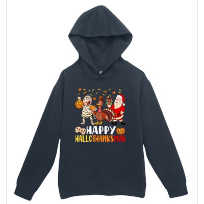 Happy Hallothanksmas Halloween Thanksgiving Christmas Day Funny Gift Urban Pullover Hoodie