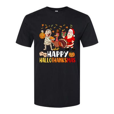 Happy Hallothanksmas Halloween Thanksgiving Christmas Day Funny Gift Softstyle CVC T-Shirt