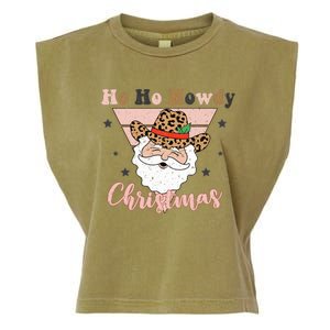 Ho Ho Howdy Pink Retro Christmas Cowboy Santa Holiday Garment-Dyed Women's Muscle Tee