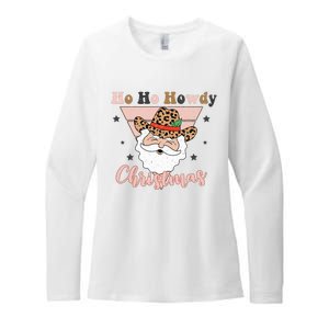 Ho Ho Howdy Pink Retro Christmas Cowboy Santa Holiday Womens CVC Long Sleeve Shirt