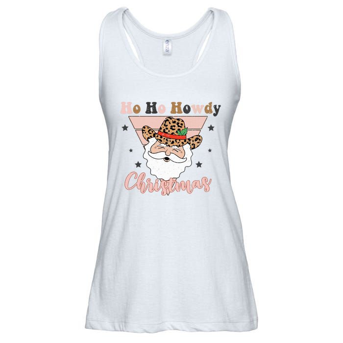 Ho Ho Howdy Pink Retro Christmas Cowboy Santa Holiday Ladies Essential Flowy Tank