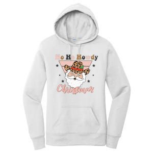 Ho Ho Howdy Pink Retro Christmas Cowboy Santa Holiday Women's Pullover Hoodie