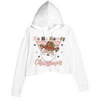 Ho Ho Howdy Pink Retro Christmas Cowboy Santa Holiday Crop Fleece Hoodie