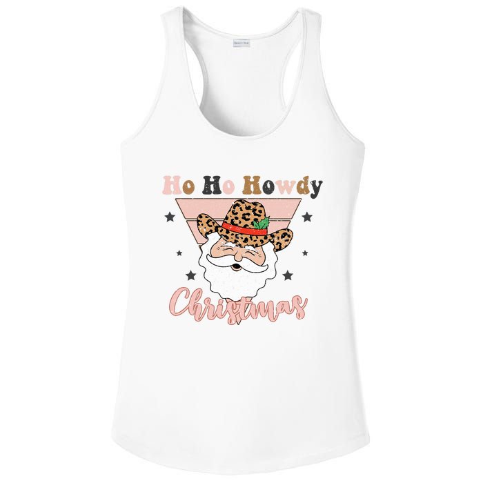 Ho Ho Howdy Pink Retro Christmas Cowboy Santa Holiday Ladies PosiCharge Competitor Racerback Tank