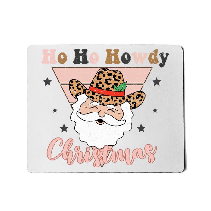 Ho Ho Howdy Pink Retro Christmas Cowboy Santa Holiday Mousepad