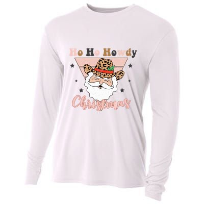Ho Ho Howdy Pink Retro Christmas Cowboy Santa Holiday Cooling Performance Long Sleeve Crew