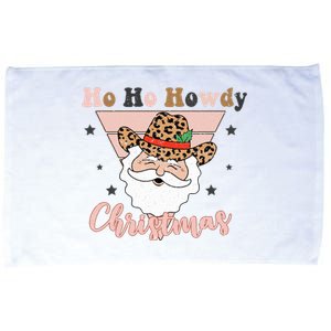 Ho Ho Howdy Pink Retro Christmas Cowboy Santa Holiday Microfiber Hand Towel