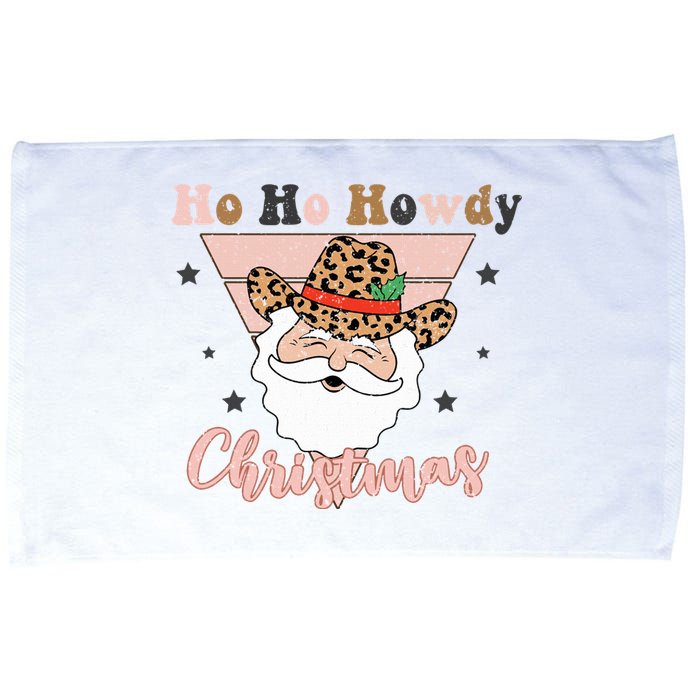 Ho Ho Howdy Pink Retro Christmas Cowboy Santa Holiday Microfiber Hand Towel