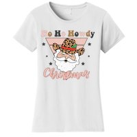 Ho Ho Howdy Pink Retro Christmas Cowboy Santa Holiday Women's T-Shirt