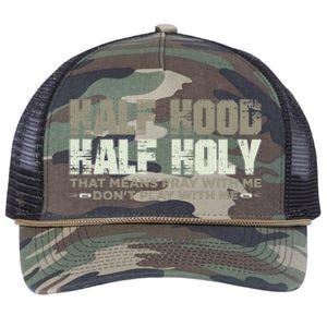 Half Hood Half Holy Pray With Me Don't Play With Me Great Gift Retro Rope Trucker Hat Cap