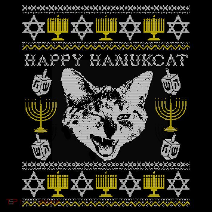 Happy Hanukcat Hannukah Jewish Cat Ugly Christmas Sweater Gift Performance Shirt